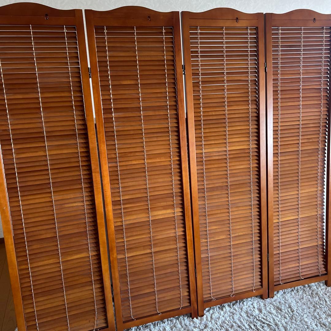 パーテーション スクリーン間仕切り 北欧ナチュラル 店舗什器 木製 4連