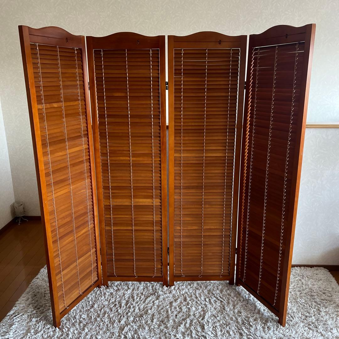 パーテーション スクリーン間仕切り 北欧ナチュラル 店舗什器 木製 4連