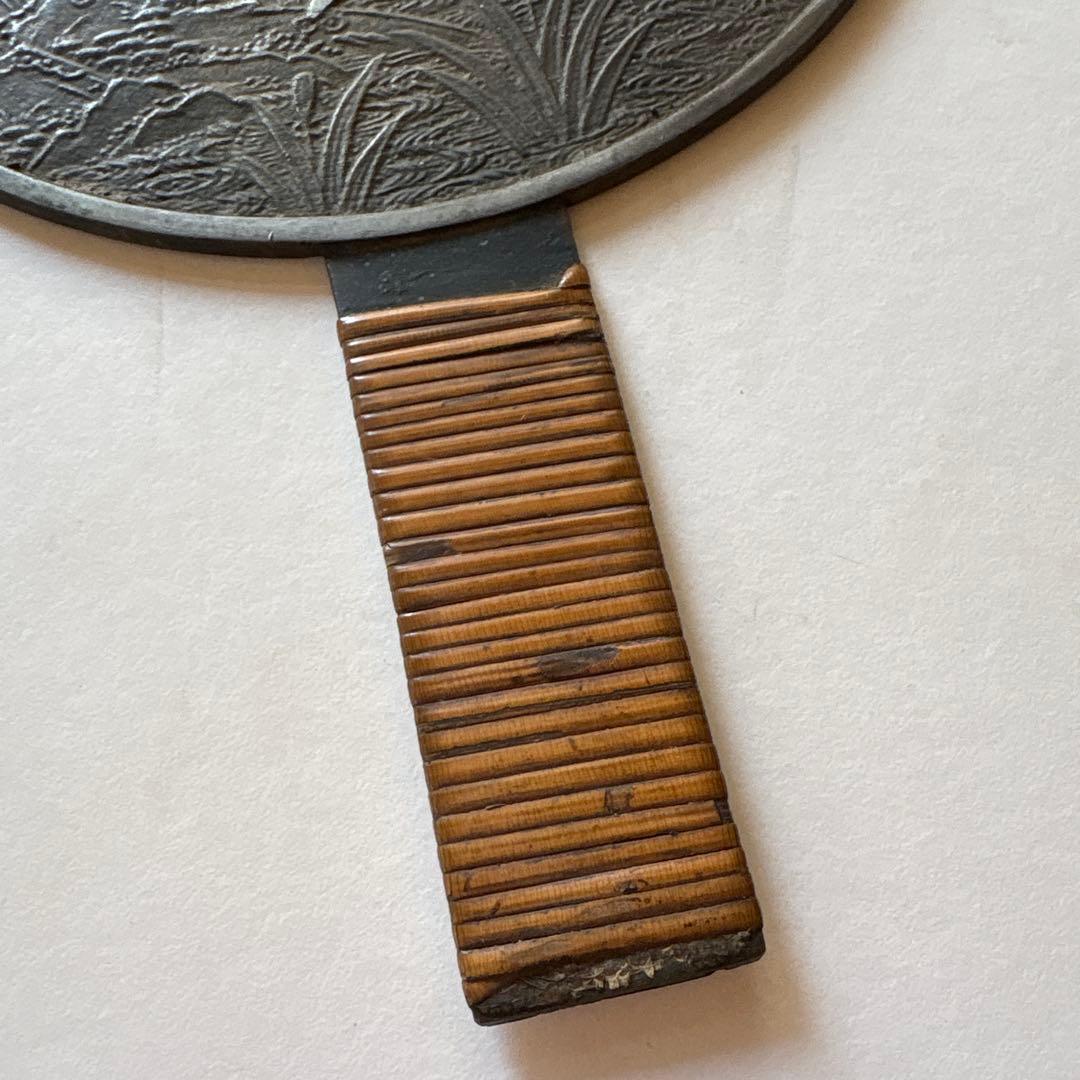 和鏡　在名　藤原光政　桜古鏡　銅鏡　　江戸時代　　時代物　和骨董アンテーク