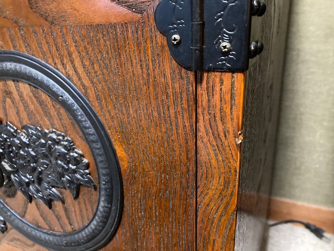 【昭和レトロ】時代家具　車箪笥　雲竜鉄地金具　民芸品　整理箪笥