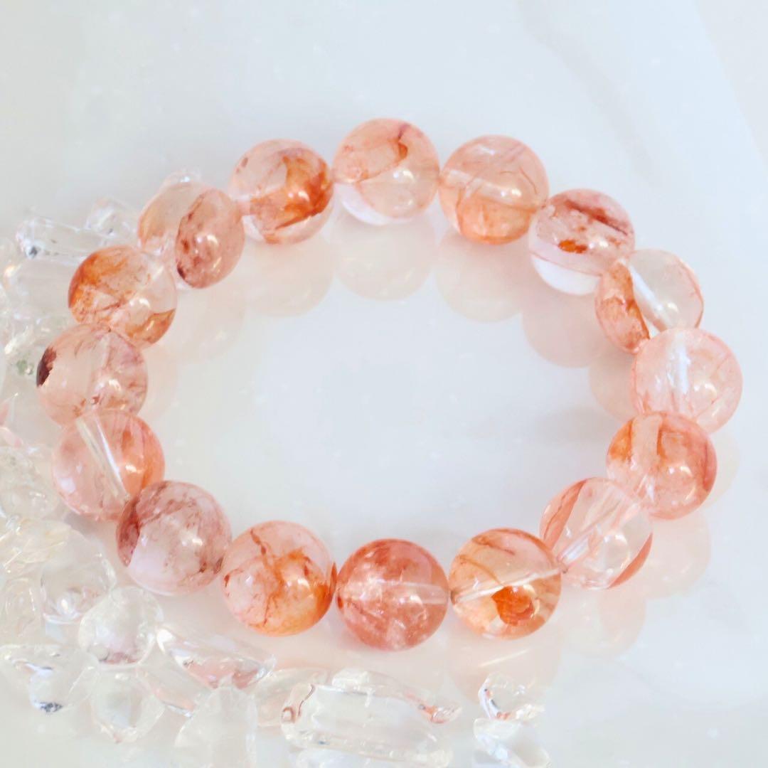 天然石 ブレスレット オーロラクォーツ 錦鯉水晶 稀少石 パワーストーン