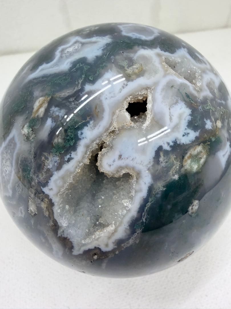 希少　パープルモス　スフィア　王冠スタンド付き☆ 笑口　丸玉　大