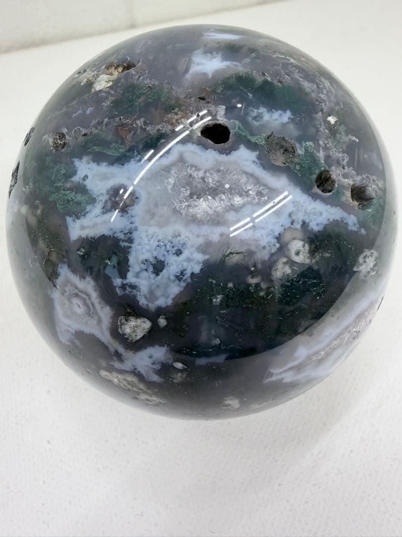 希少　パープルモス　スフィア　王冠スタンド付き☆ 笑口　丸玉　大