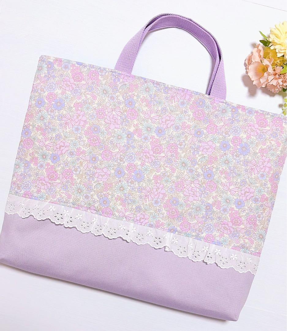 レッスンバッグ　上履き入れ　体操着袋　給食袋　花柄リボン　入園入学セット　7点