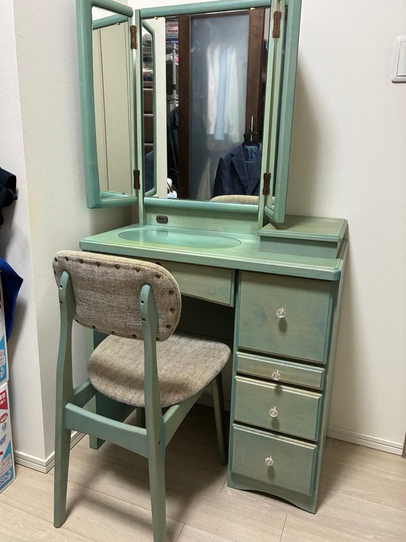 【引取限定 東京都】フェアリーテール半三面鏡ドレッサー椅子付き 　関本家具