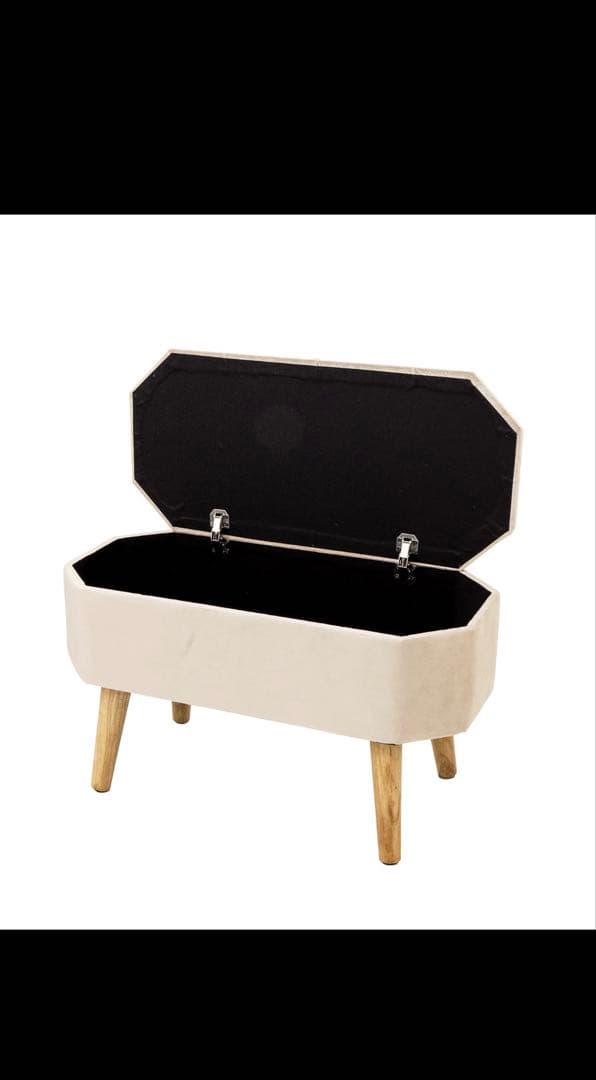 【新品未使用】サリュ！脚付き収納スツール ライトベージュ