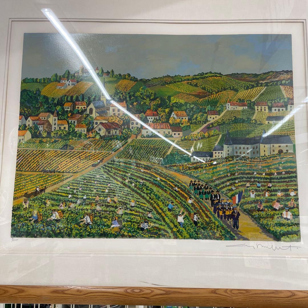 風景画 木製フレーム サインあり