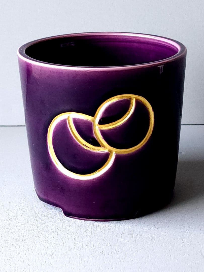 真葛香斎 紫交趾 玉 火入 布印 十水五石 共箱 /共布　茶道具