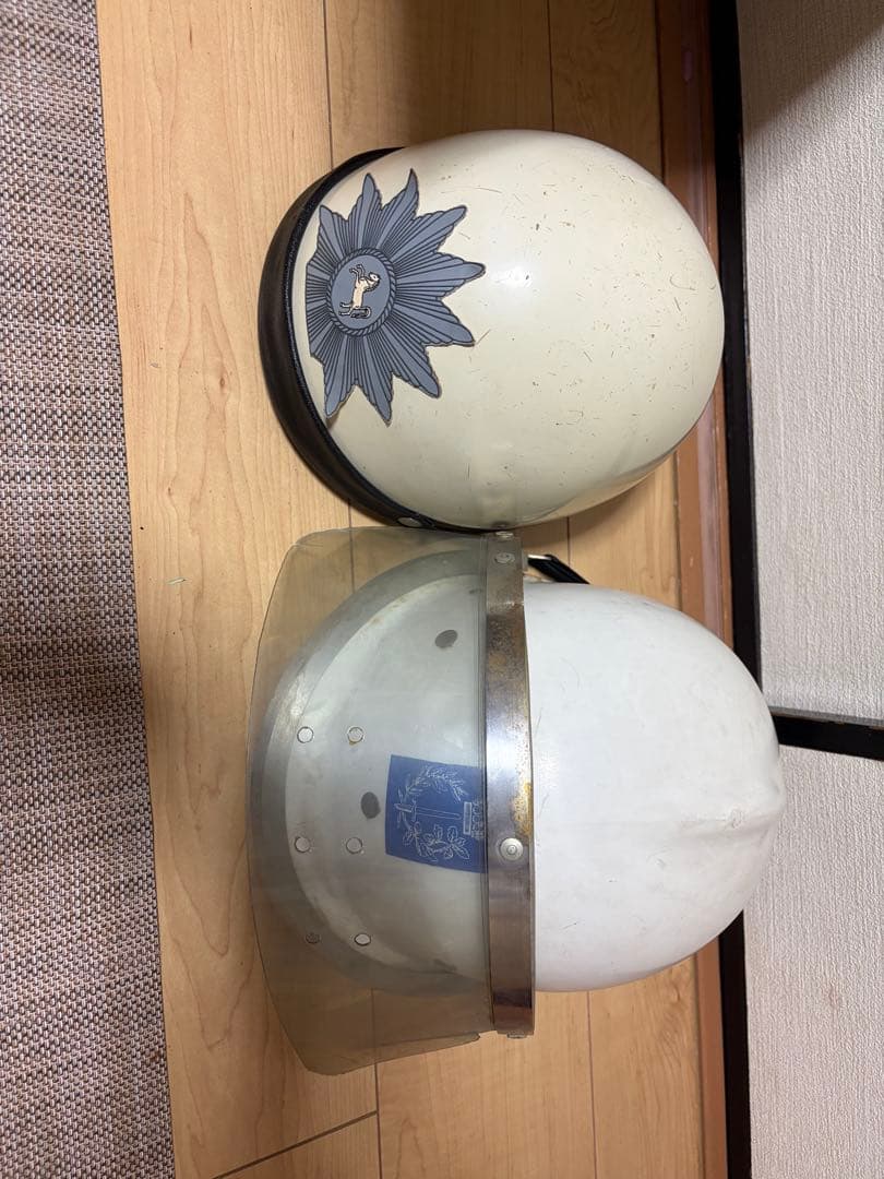 ドイツ警察風 ヘルメット 2点セット ヴィンテージ シールド付き