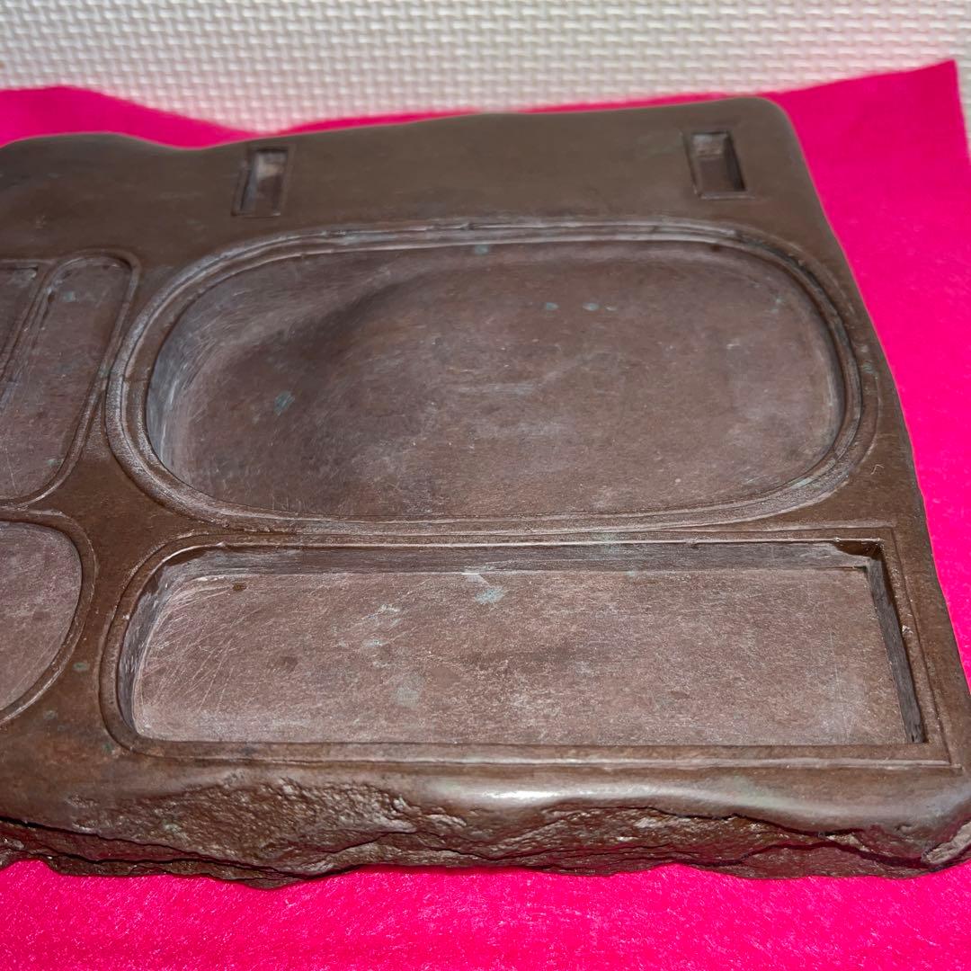 ⭕️赤間硯　赤間関住盛信作　戦前作品　大型レア変形硯　22cm超え　2kg超え