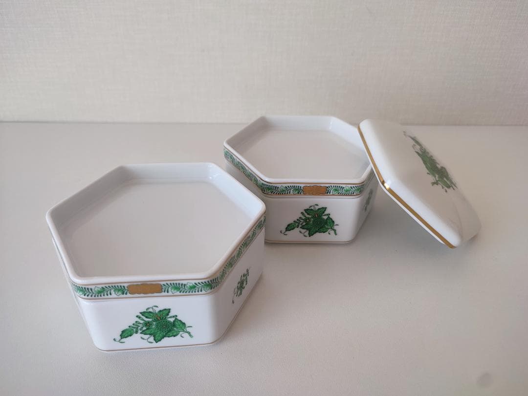 超希少◆化粧箱入りヘレンドアポニーグリーン◆重箱 (二段)