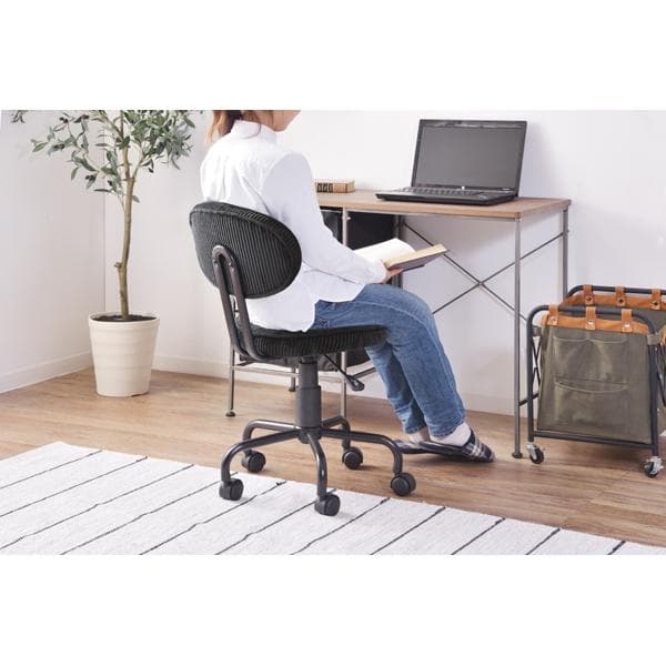 リモートワーク キャスター 高さ調整 回転 オフィス 椅子 チェア 黒 ブラック