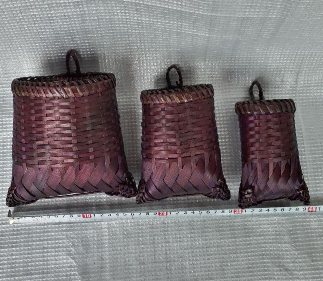高級　籠　竹籠　花器　竹工芸　3点セット　新品　人気