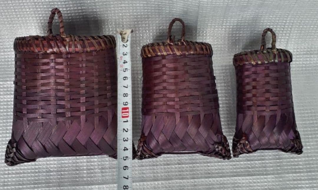 高級　籠　竹籠　花器　竹工芸　3点セット　新品　人気