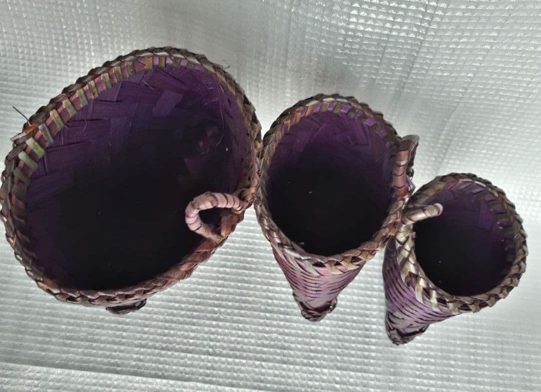 高級　籠　竹籠　花器　竹工芸　3点セット　新品　人気