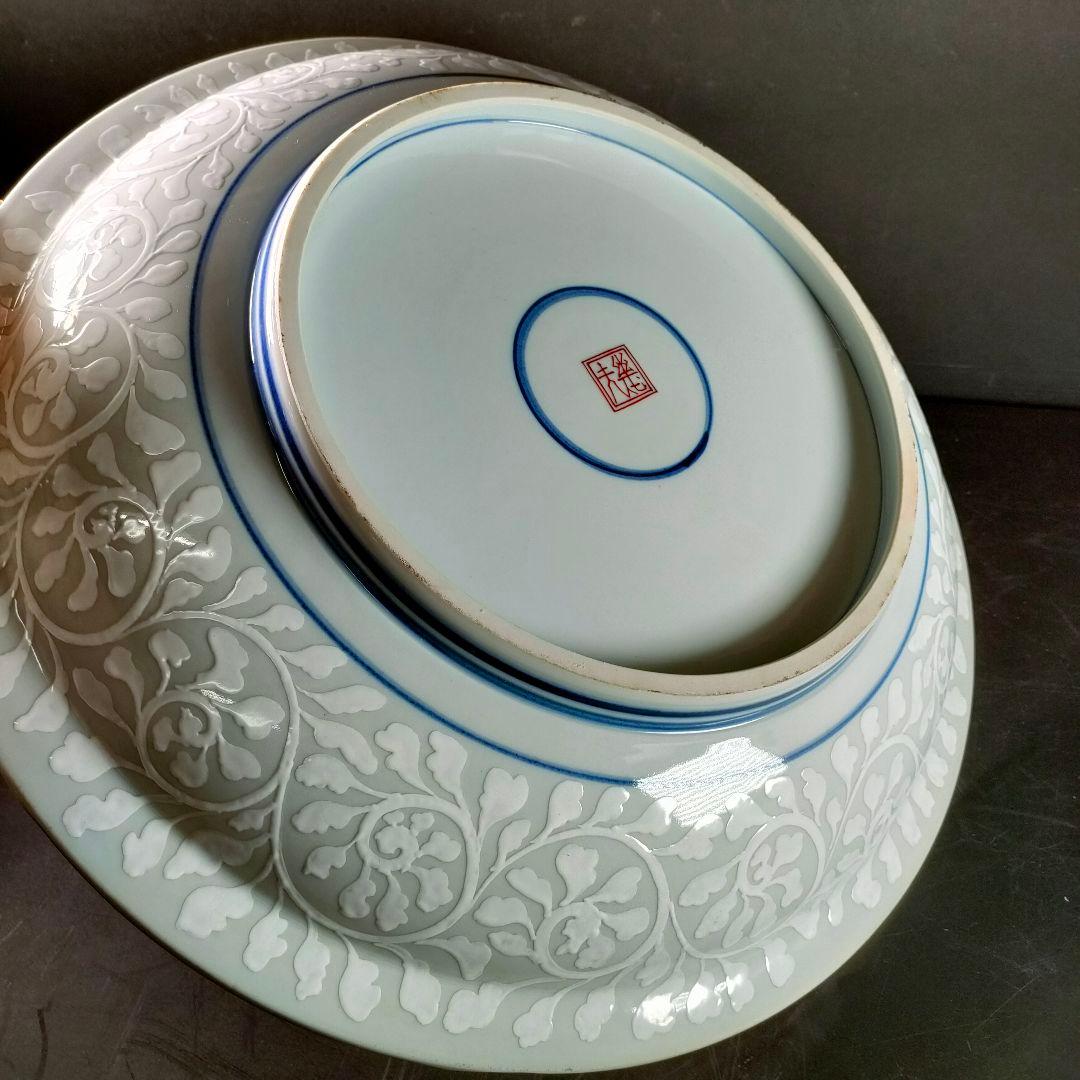 C26-4/福永幾夫/唐草紋大皿/盛皿/額皿/飾皿/懐石料理/懐石道具