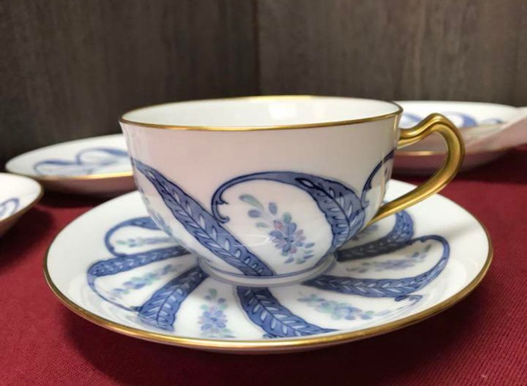 オオクラトウエン 大倉陶園 呉須更紗ティーカップ　極美品　六脚セット