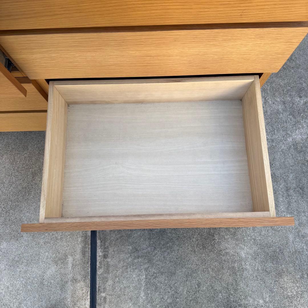 廃盤 無印 チェスト ワイド 4段 8杯 足付き オーク タモ タンス