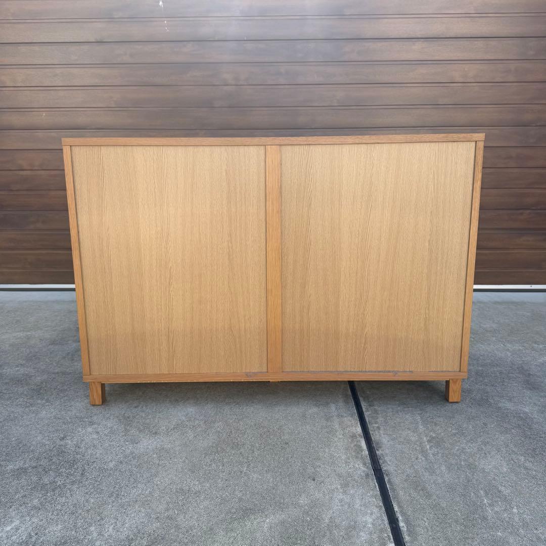 廃盤 無印 チェスト ワイド 4段 8杯 足付き オーク タモ タンス