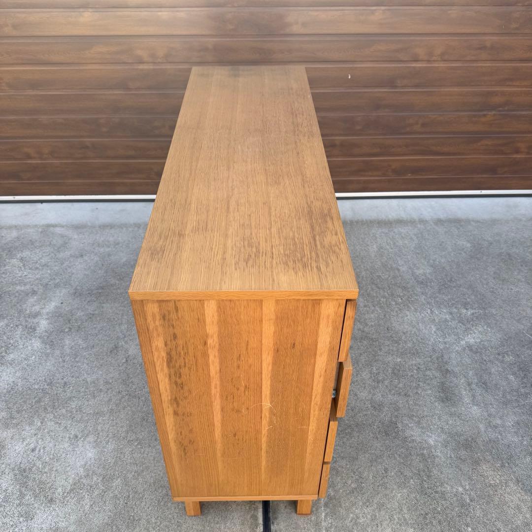 廃盤 無印 チェスト ワイド 4段 8杯 足付き オーク タモ タンス