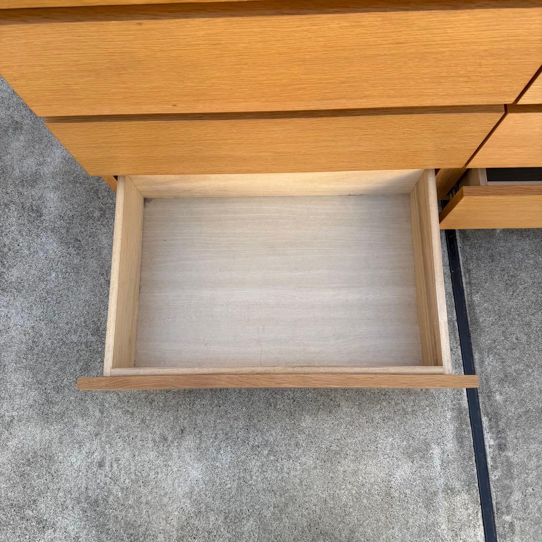 廃盤 無印 チェスト ワイド 4段 8杯 足付き オーク タモ タンス