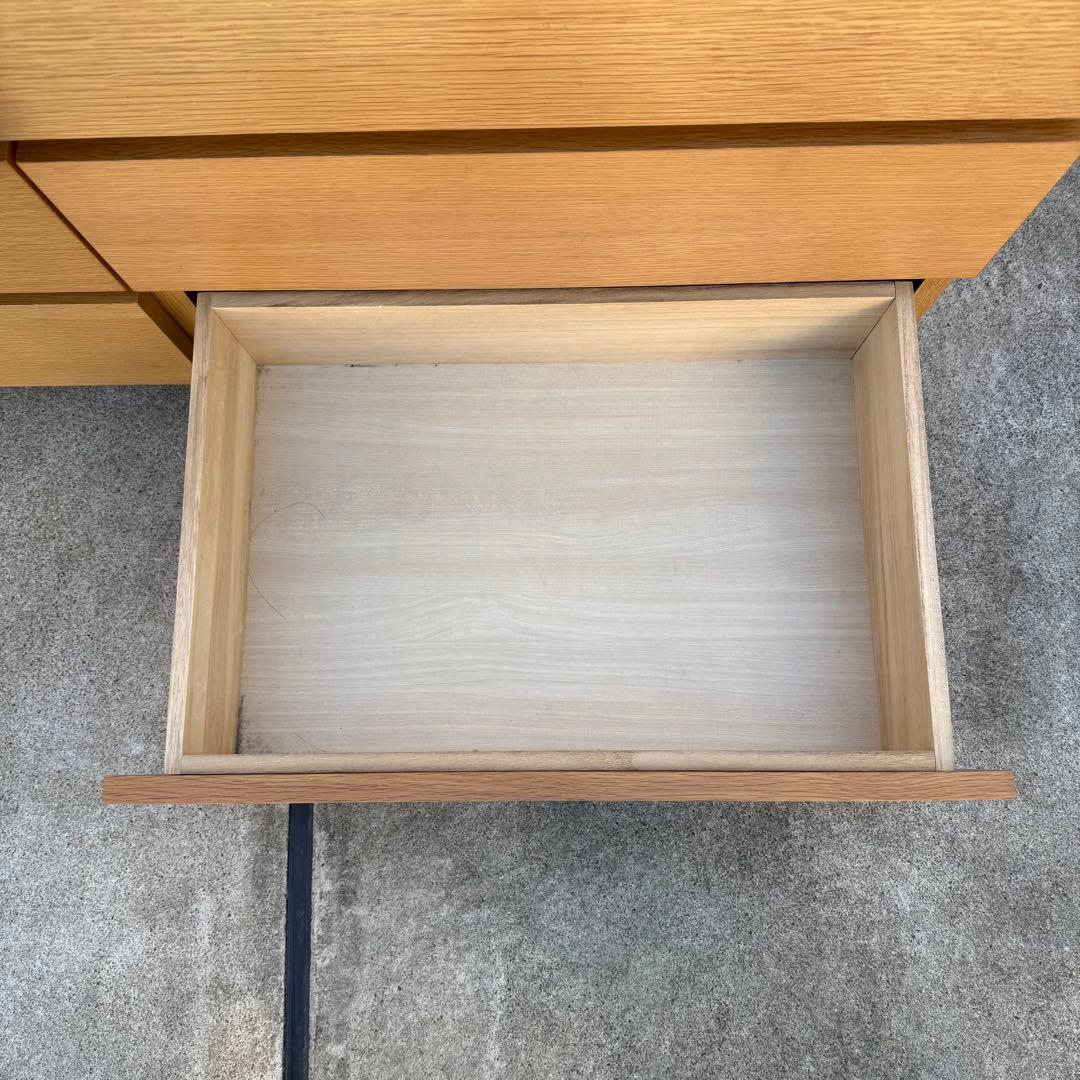 廃盤 無印 チェスト ワイド 4段 8杯 足付き オーク タモ タンス