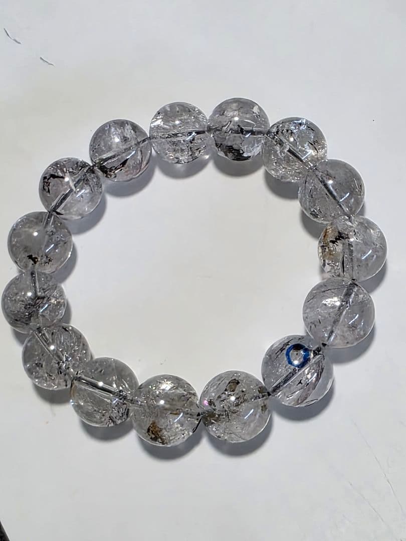 14.8㎜　希少　ヒマラヤ産　水入りエレスチャルクォーツブレスレット
