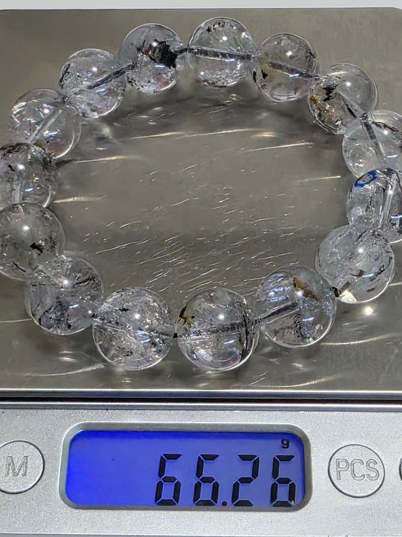 14.8㎜　希少　ヒマラヤ産　水入りエレスチャルクォーツブレスレット