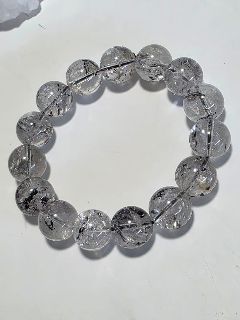 14.8㎜　希少　ヒマラヤ産　水入りエレスチャルクォーツブレスレット