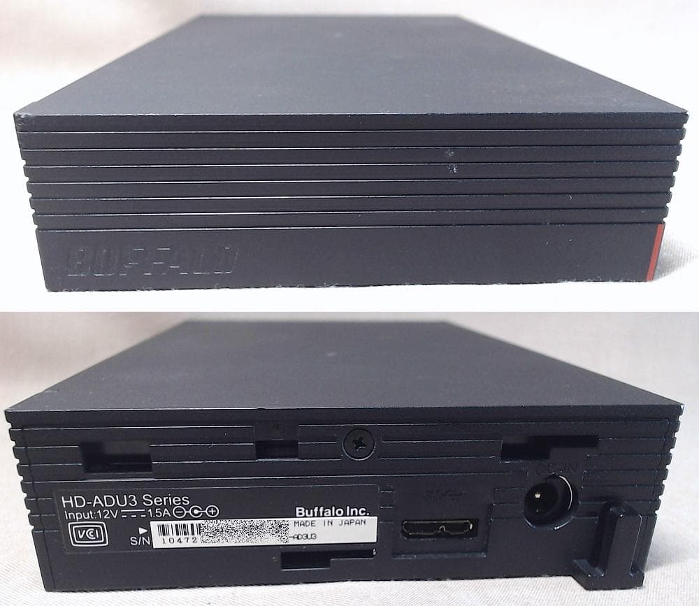 バッファロー 3TB USB3 HD-AD3U3 使用1027時間 HDD