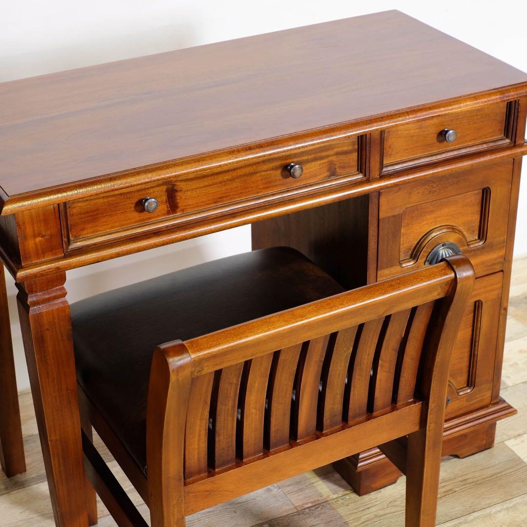 O 新品 アジアン デスク アンティーク カントリー 書斎 カフェ 机 テーブル