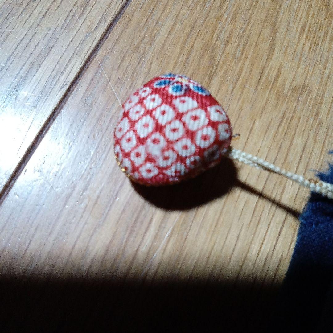 古布旗花柄藍染長財布　柿渋