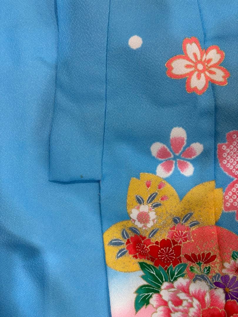 七五三 3歳 女の子 花柄刺繍着物 花車 長襦袢刺繍半衿付き
