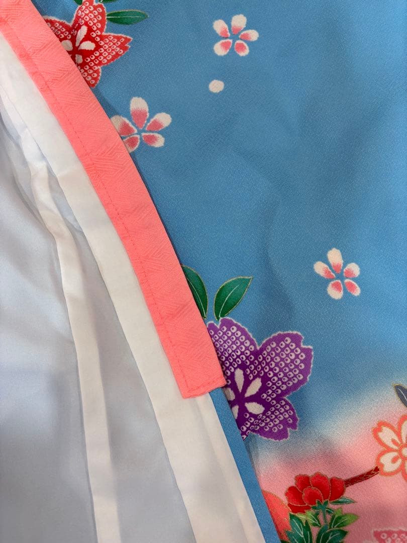 七五三 3歳 女の子 花柄刺繍着物 花車 長襦袢刺繍半衿付き