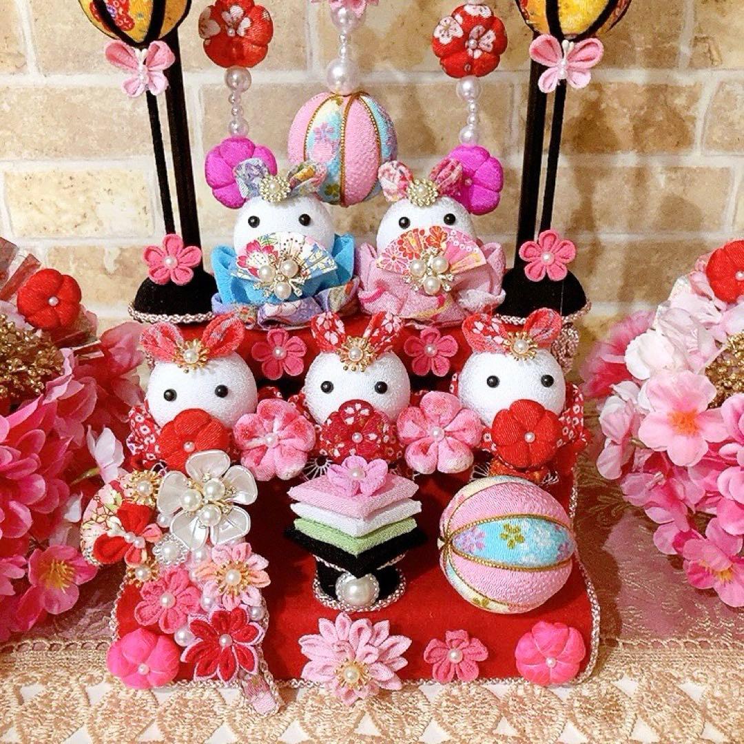 超豪華！最高峰のお雛様♡八重桜と吊るし飾りのお雛様3段飾り♡ひな祭り♡桃の節句