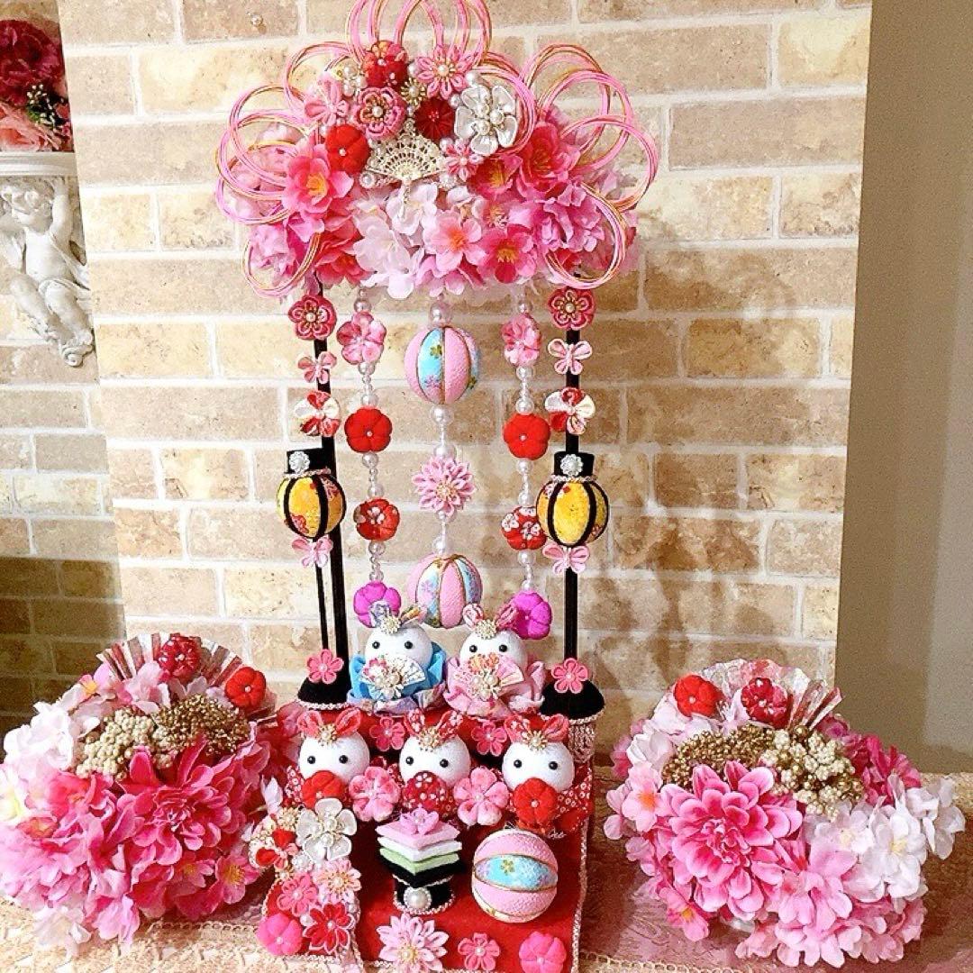 超豪華！最高峰のお雛様♡八重桜と吊るし飾りのお雛様3段飾り♡ひな祭り♡桃の節句