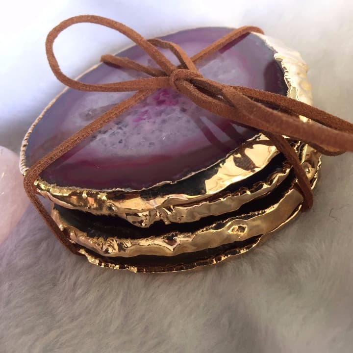 天然石コースターとローズクォーツハートセット。