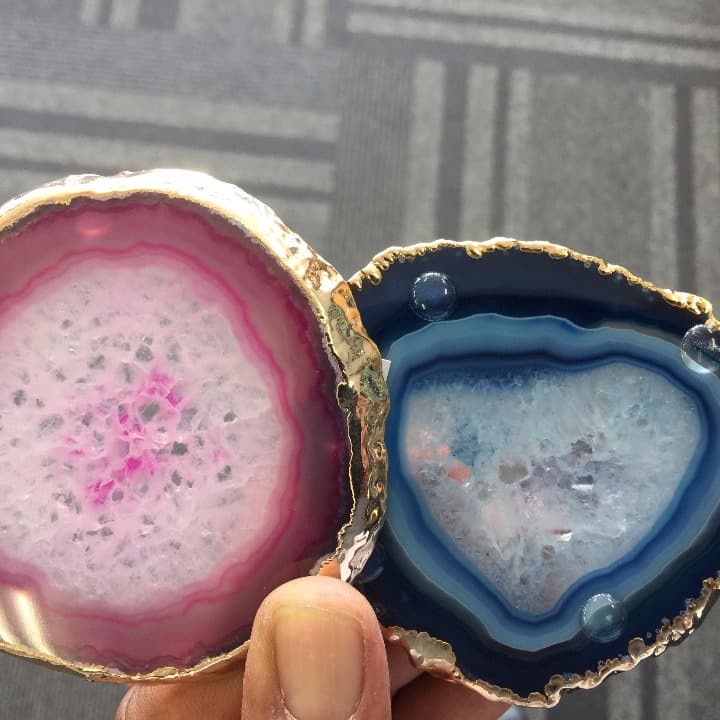 天然石コースターとローズクォーツハートセット。