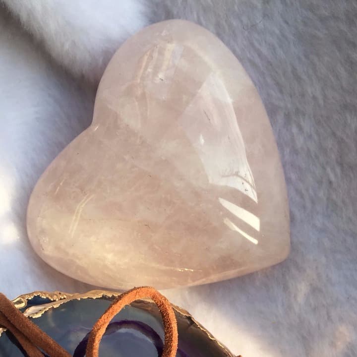 天然石コースターとローズクォーツハートセット。