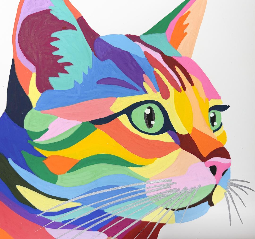 猫 原画 アクリル画 インテリアアート「猫2026-1」