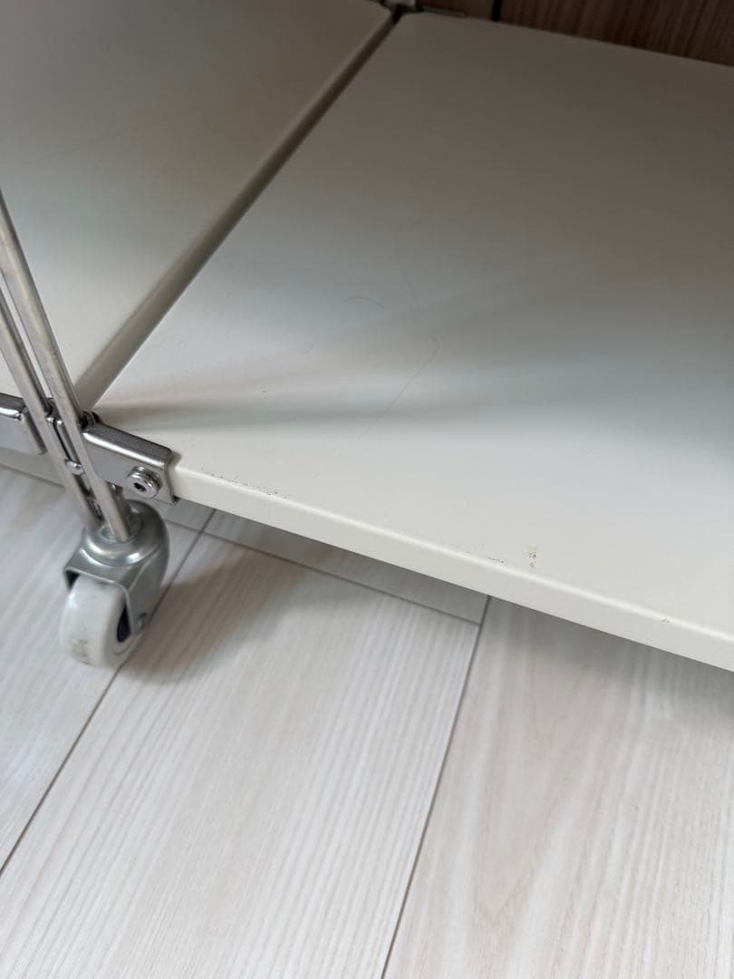 無印良品　ステンレスユニットシェルフ 2連5段 キャスター付　ライトグレー