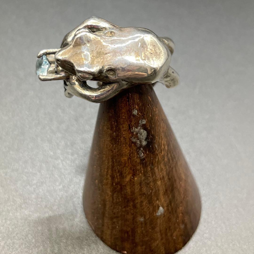 カエル シルバー925リング アクアマリン silver