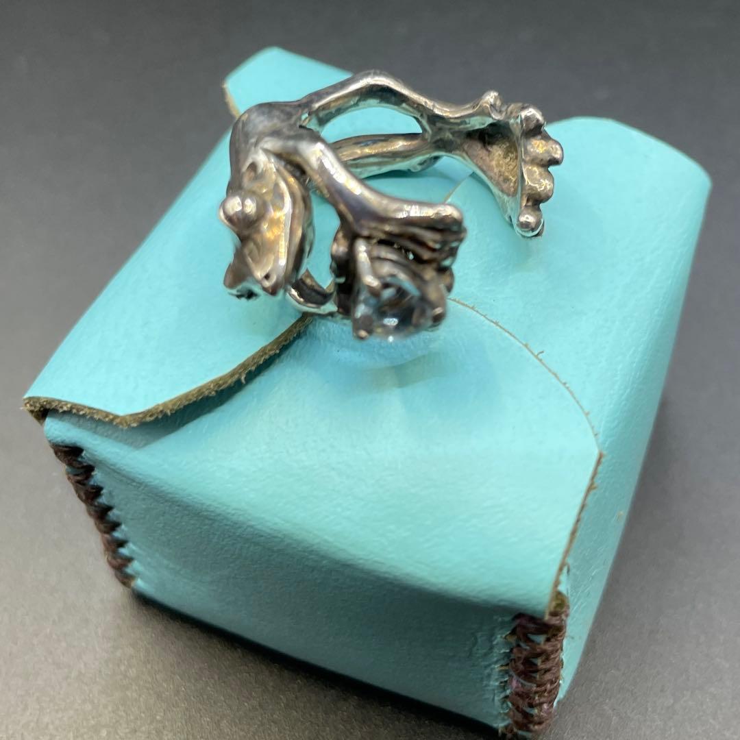 カエル シルバー925リング アクアマリン silver