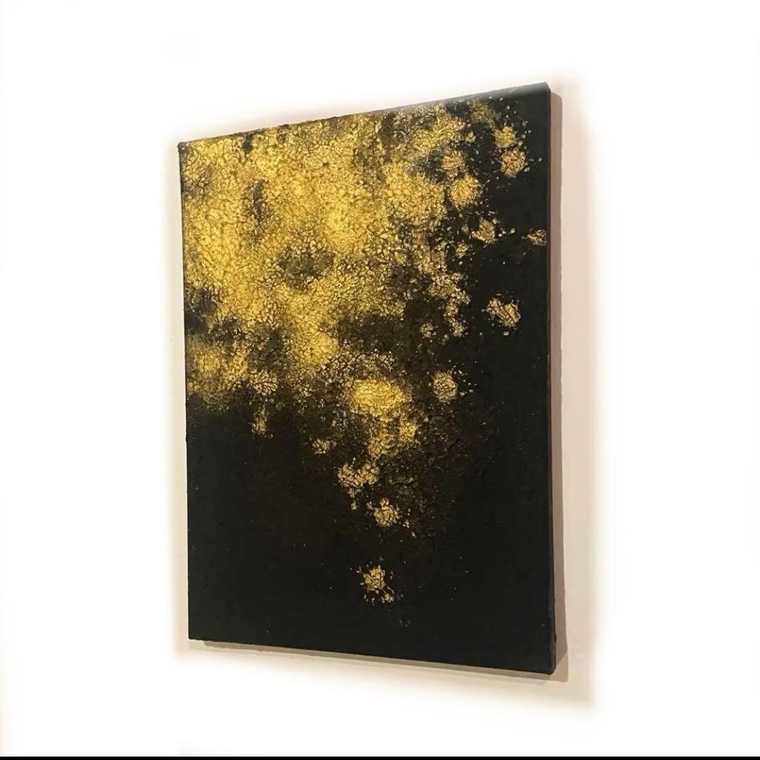 金×黒 テクスチャーアート F4 絵画　モダン　抽象画　現代アート　壁掛けパネル