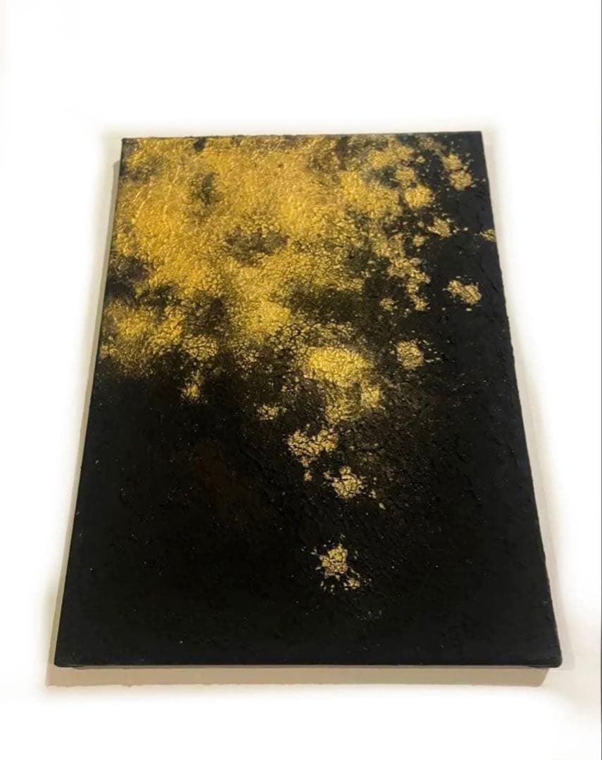 金×黒 テクスチャーアート F4 絵画　モダン　抽象画　現代アート　壁掛けパネル