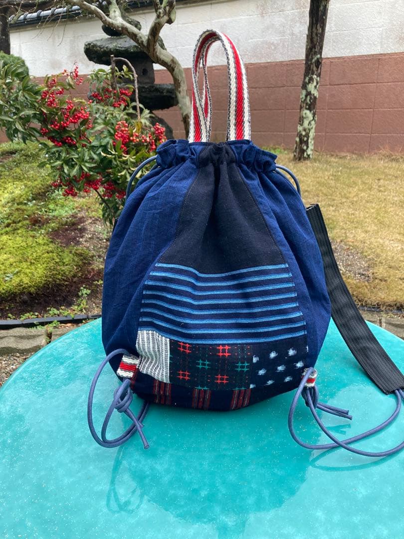 絣いろいろコロンとしたリュック