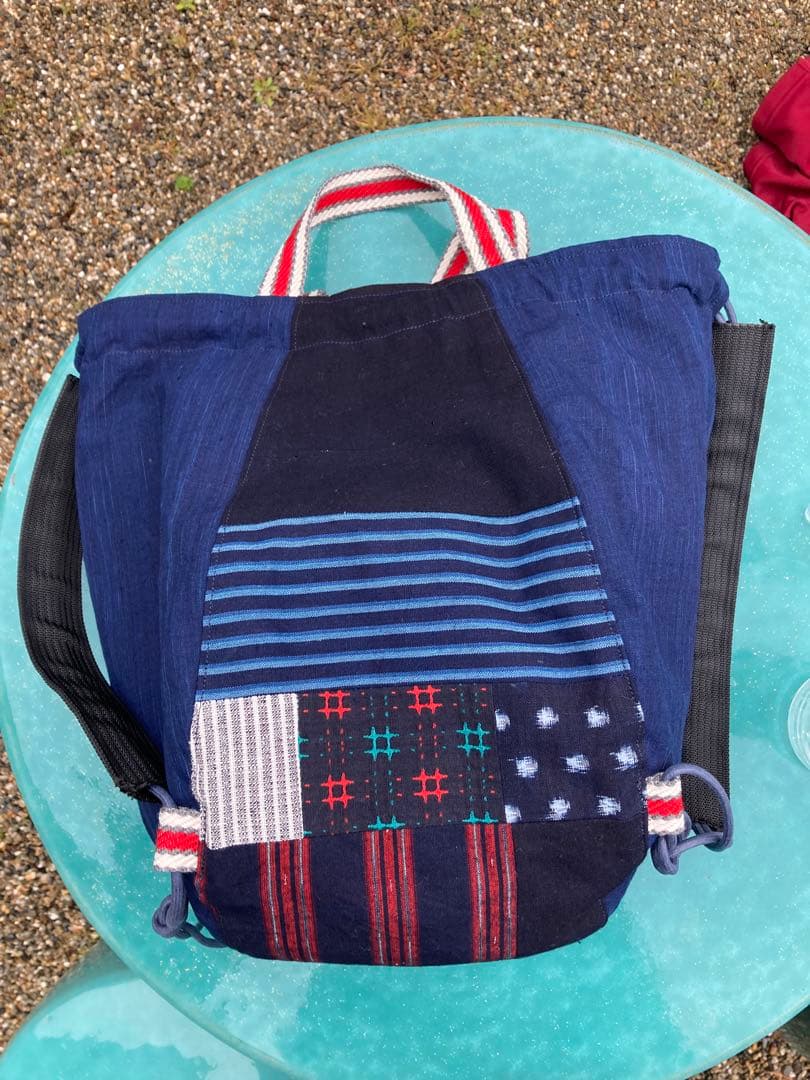 絣いろいろコロンとしたリュック