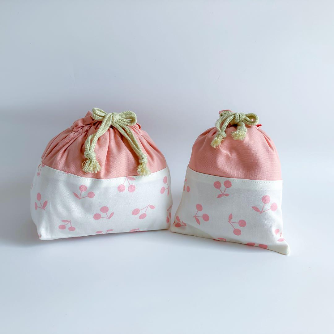 入園入学 5点セット オフホワイト ピンク さくらんぼ 女の子 レッスンバッグ