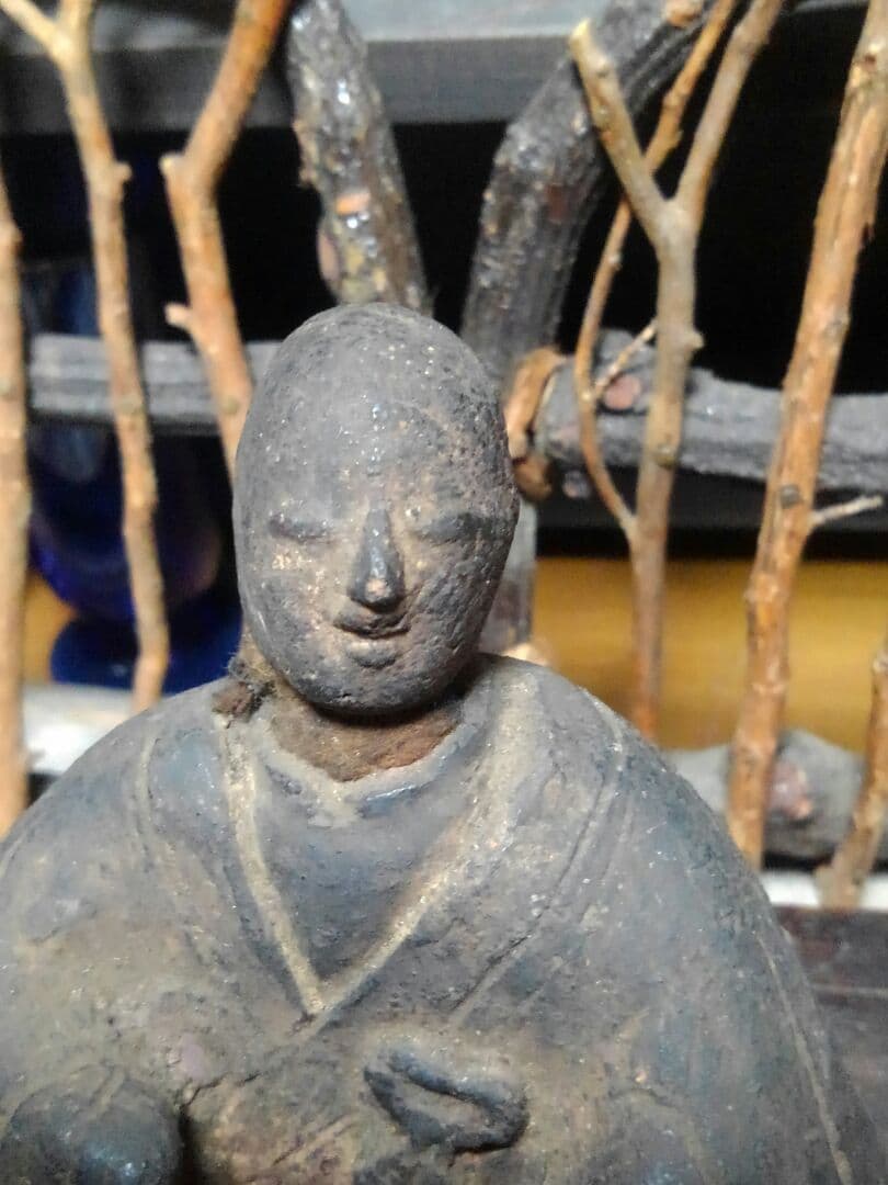 ♥陶製　とても古い　仏像　２　座像　仏壇　仏具　骨董品