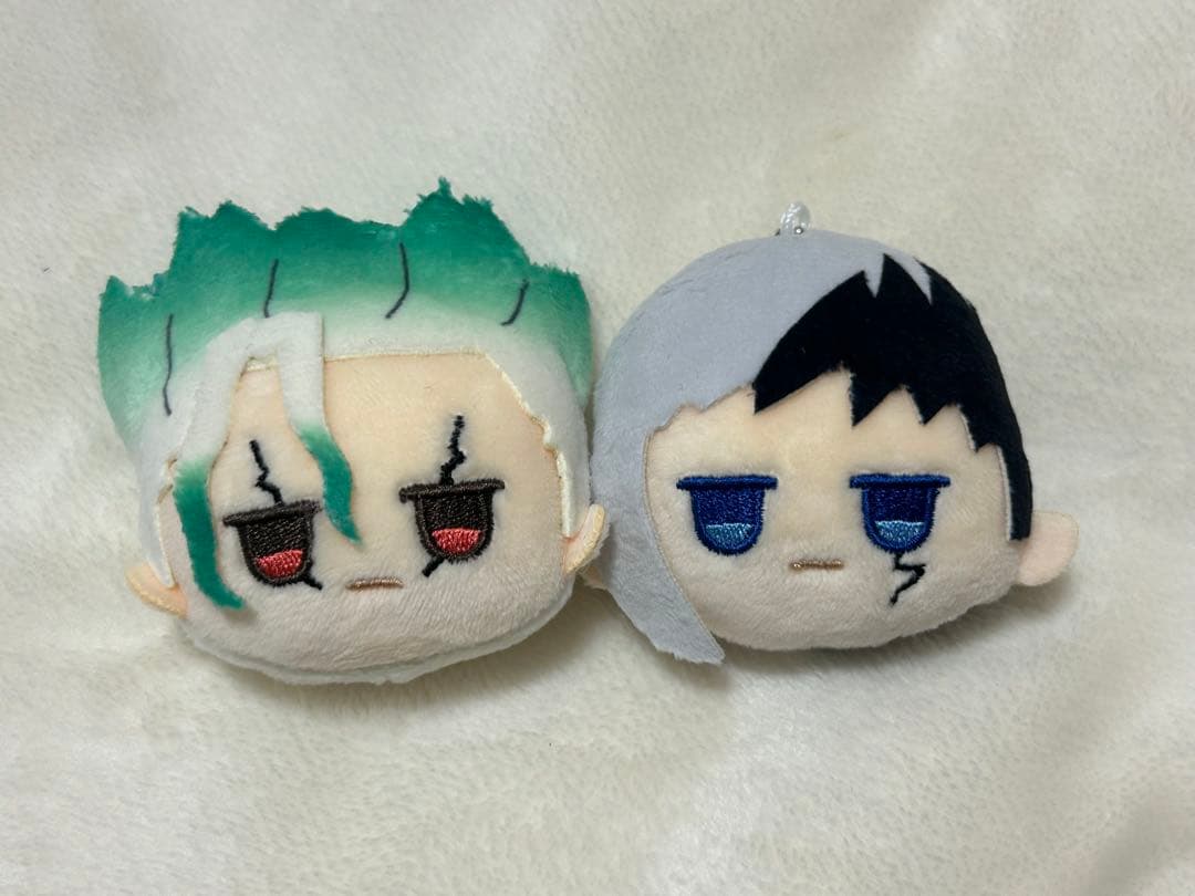 Dr.stone 百均コラボ　フェイスぬいぐるみキーホルダー全キャラセット